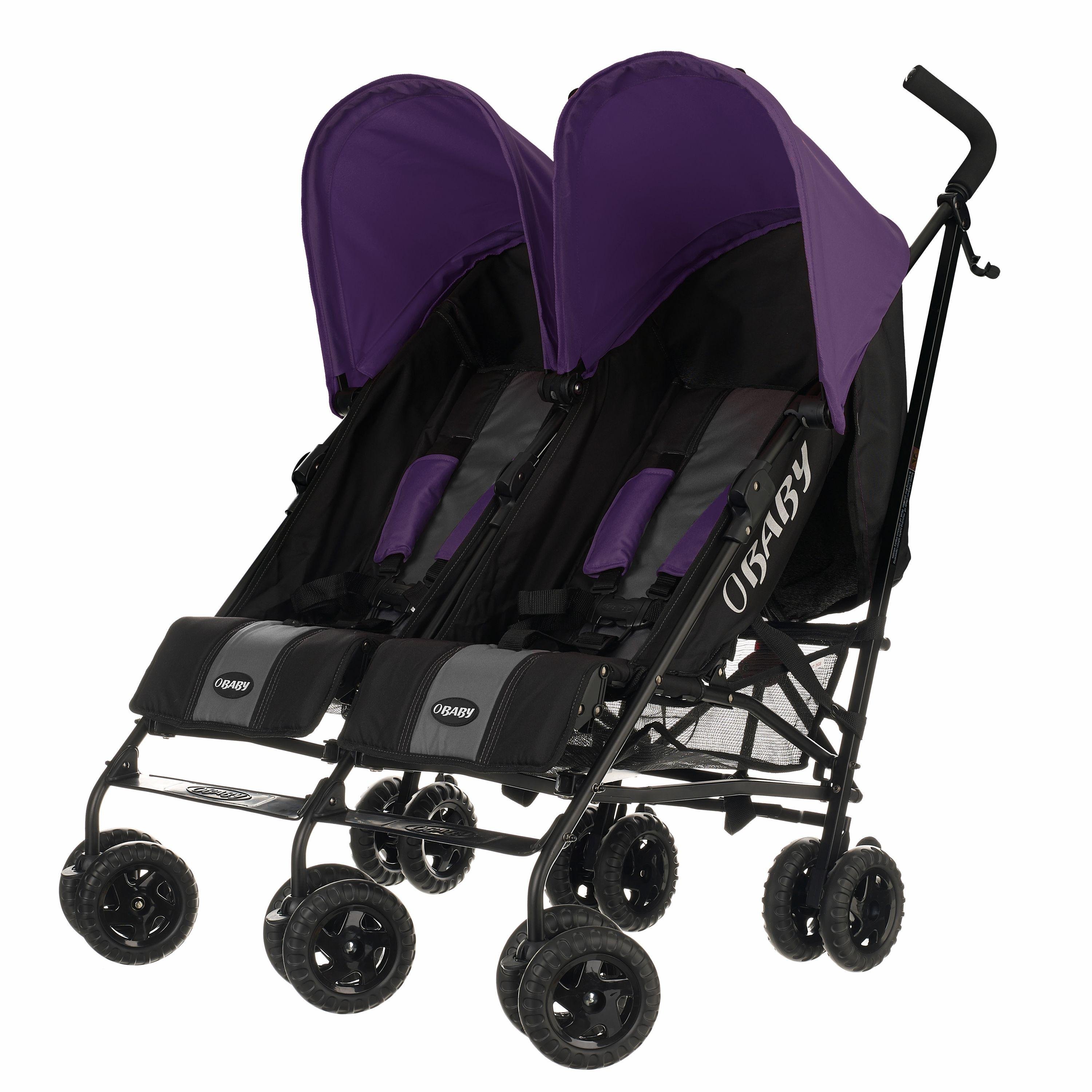 Obaby Apollo Black and Grey Double Pushchair - Purple