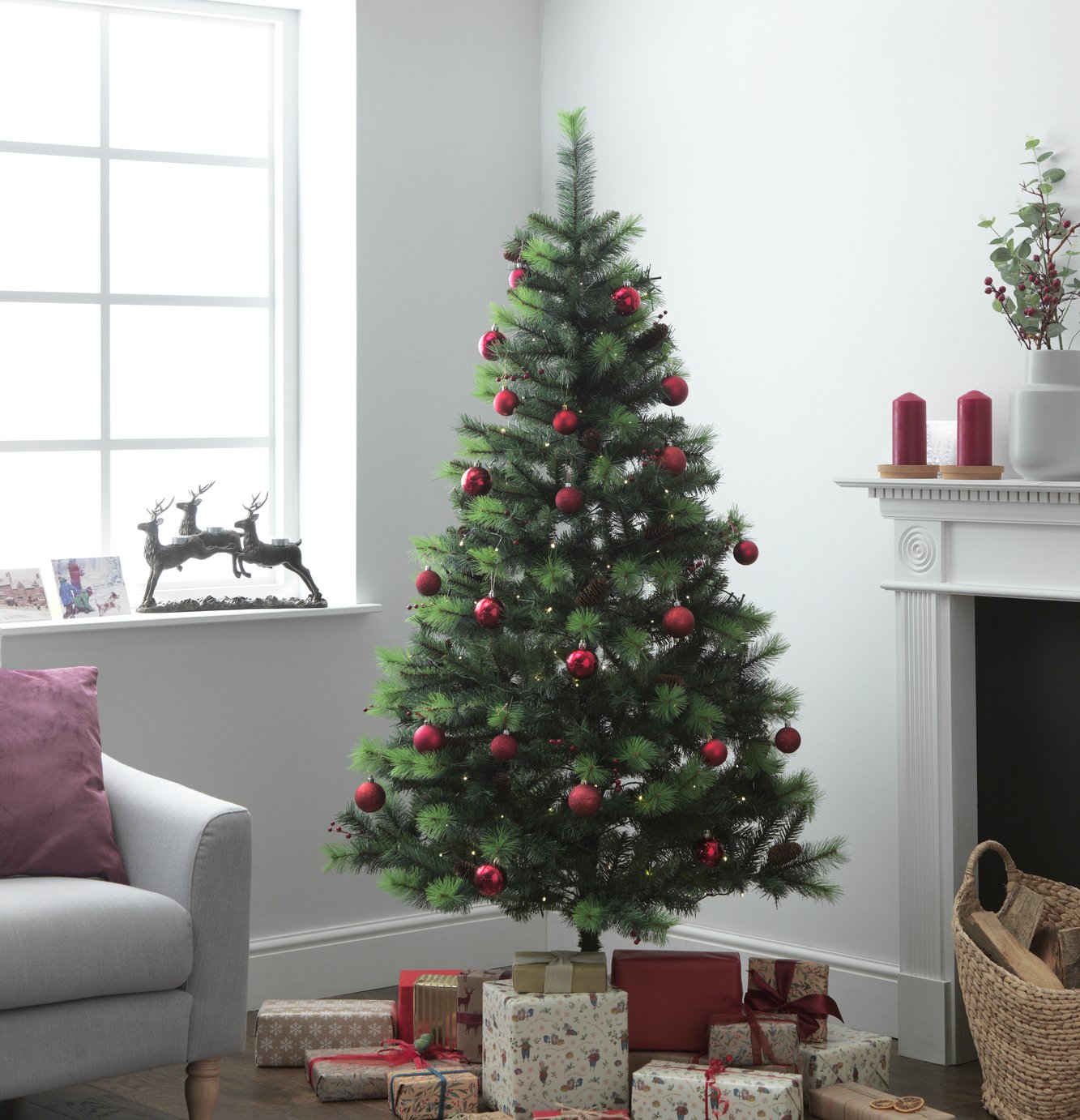 HOME - 6ft Berry and Cone Christmas Tree -- Green