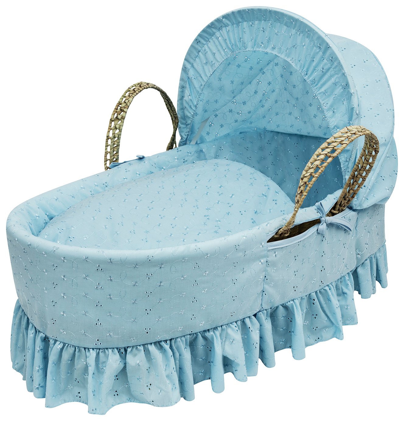 Kinder Valley Blue Broderie Anglaise Moses Basket