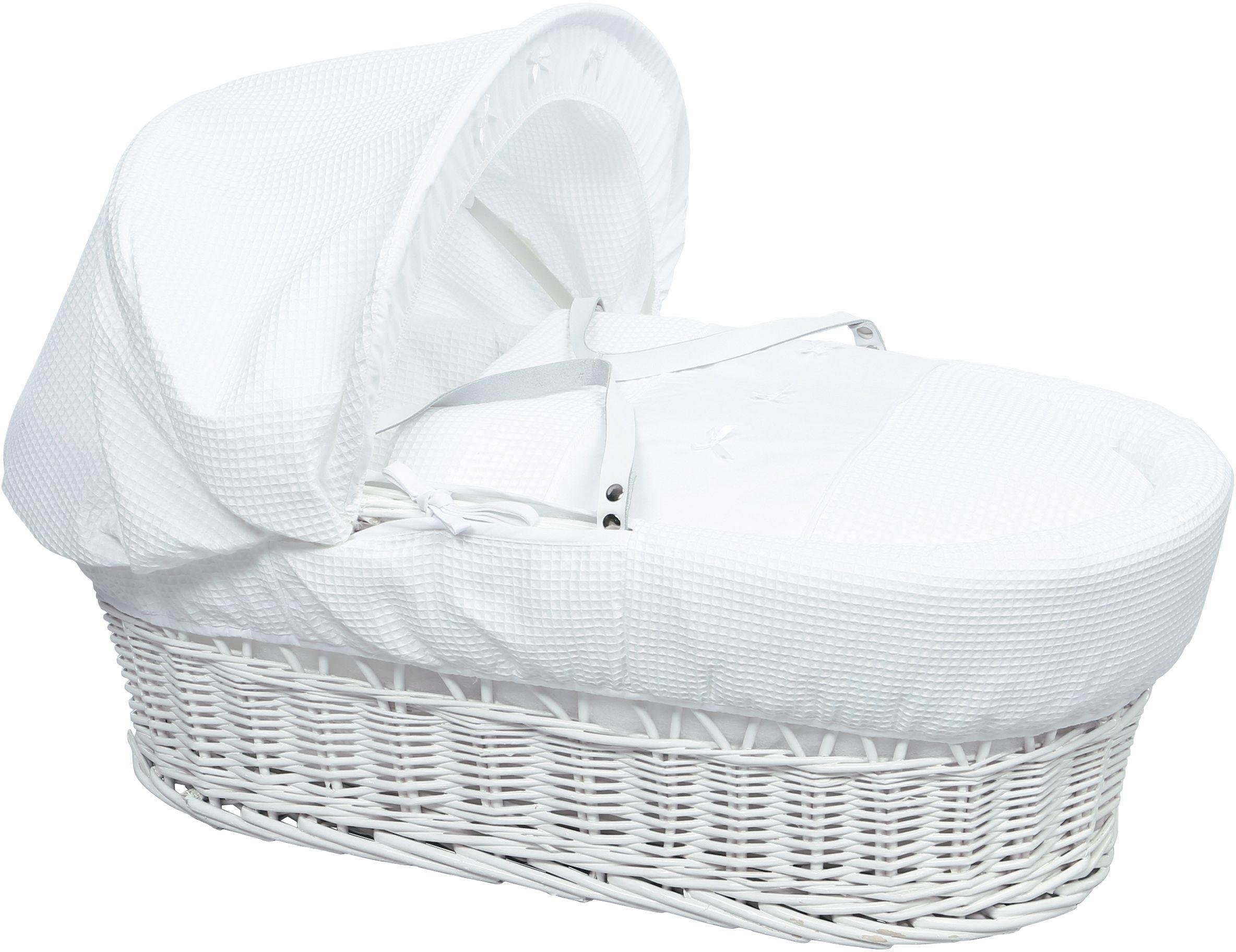 Kinder Valley White Waffle White Wicker Moses Basket