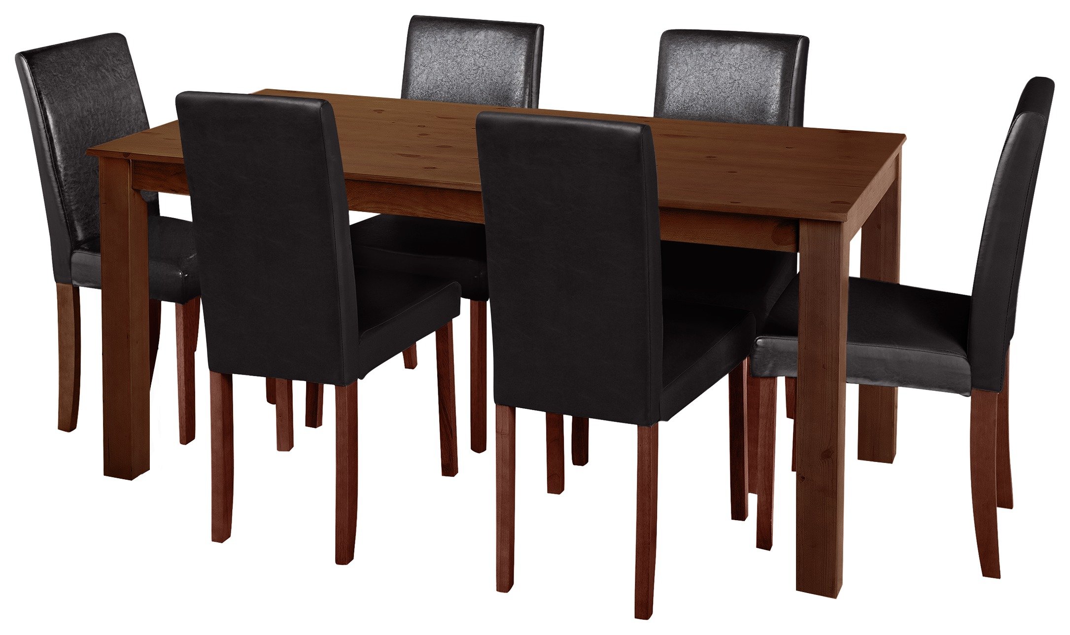 Argos Home Ashdon Solid Wood Table & 6 Mid Back Chairs - Blk