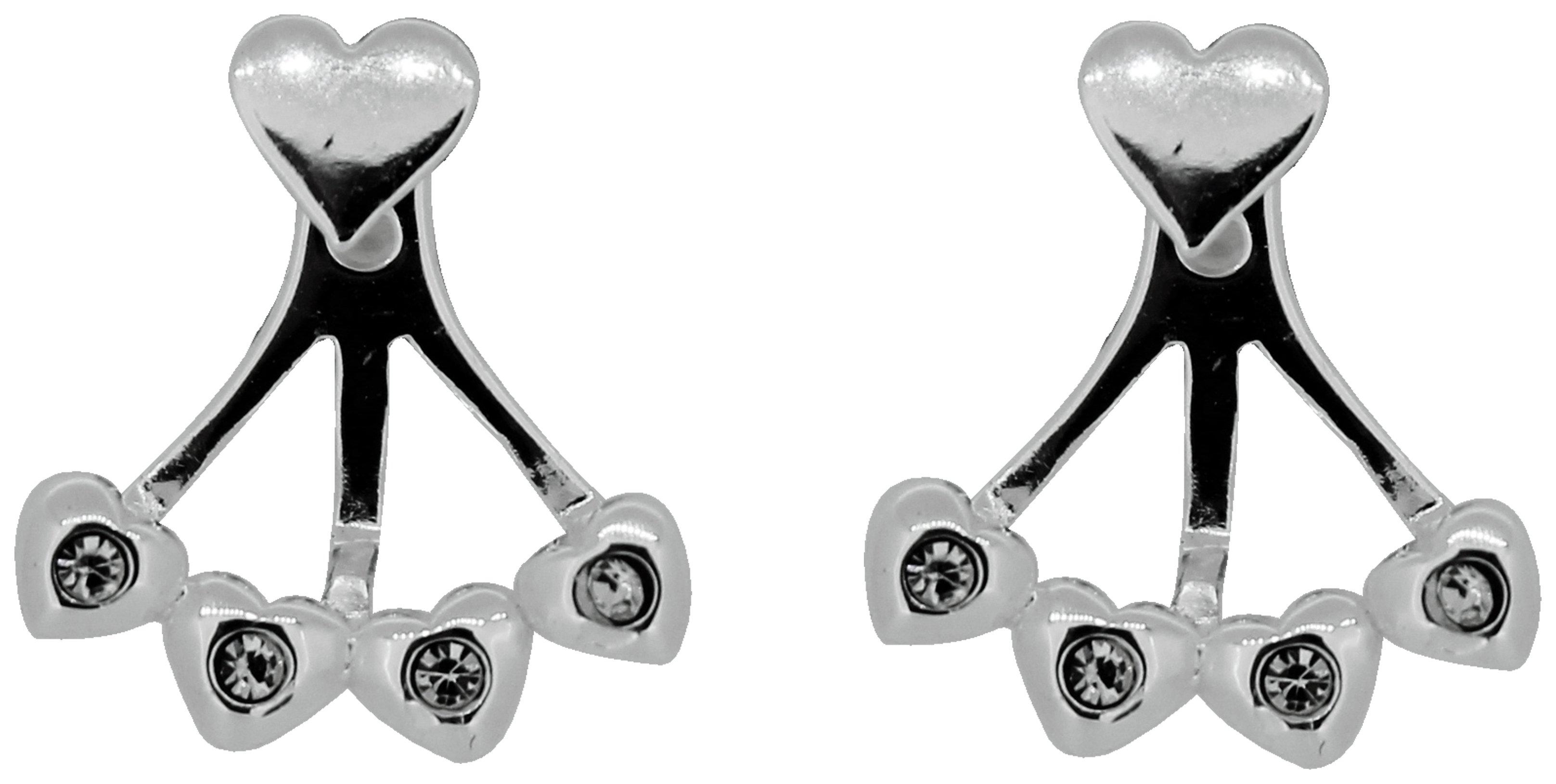 Link Up Sterling Silver Heart Double Front Stud Earrings