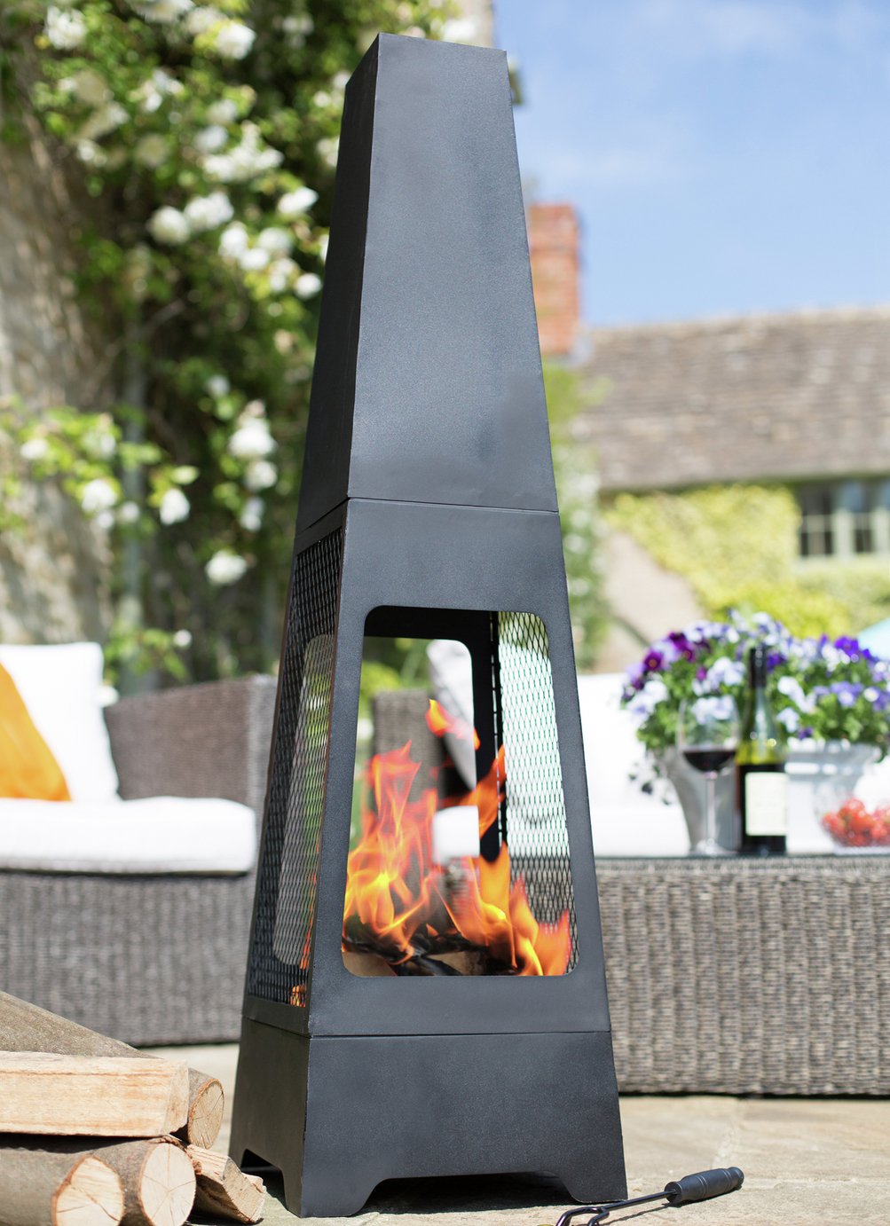 La Hacienda Tall Steel Chiminea