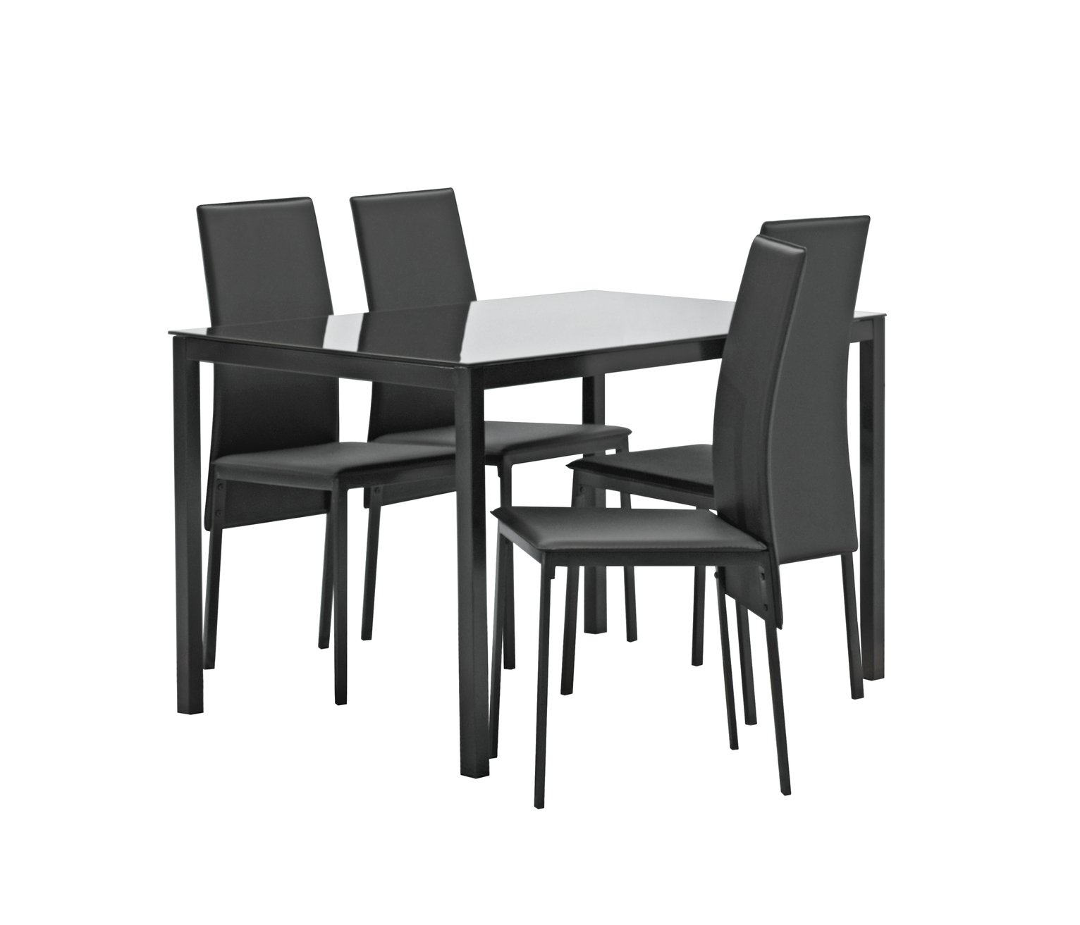 Argos Home Lido Glass Dining Table & 4 Chairs - Black (5037968) | Argos