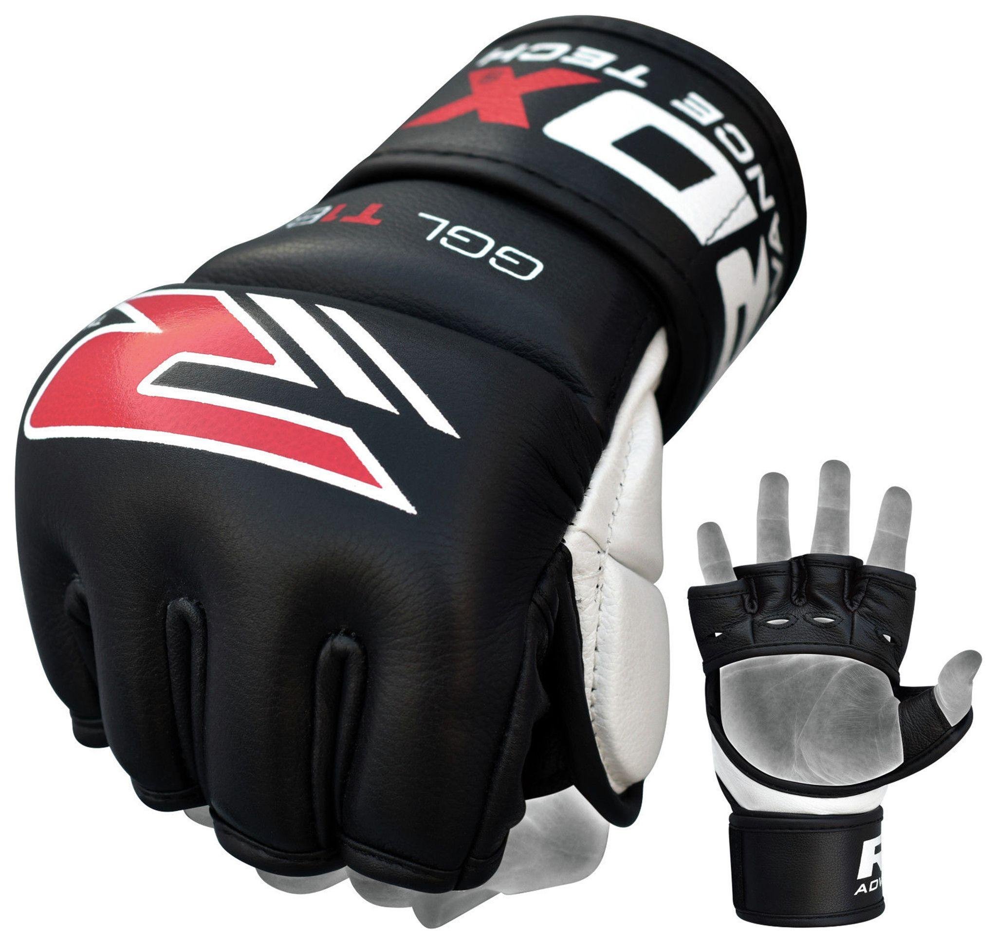 RDX Leather 7oz Mixed Martial Arts Gloves - Black.