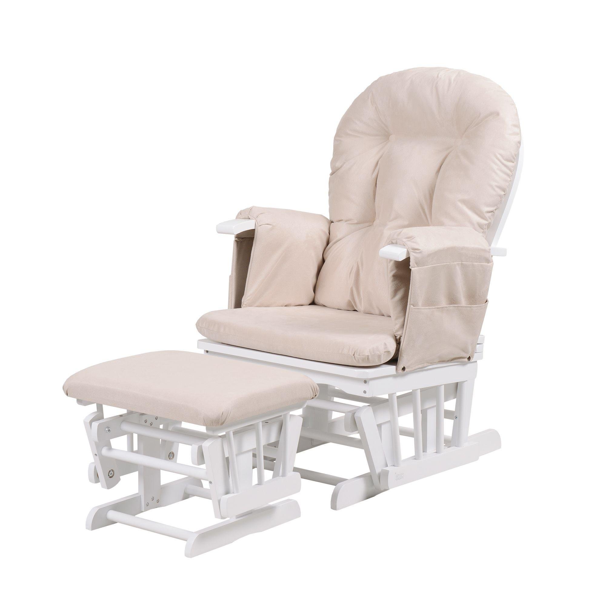 Kub Haywood Reclining Glider and Footstool - White