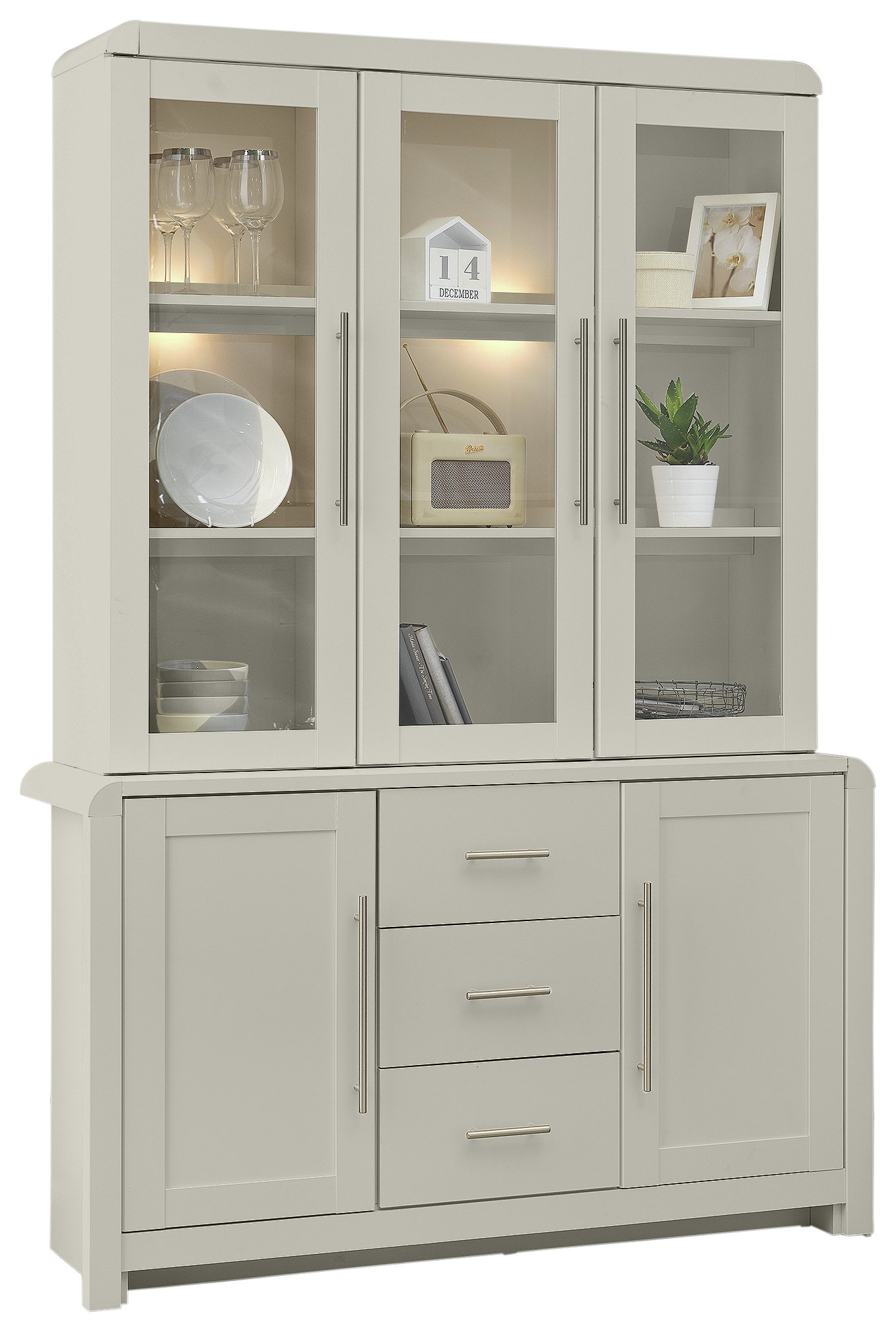 Argos Home Elford 5 Door 3 Drawer Display Cabinet Grey 5317626