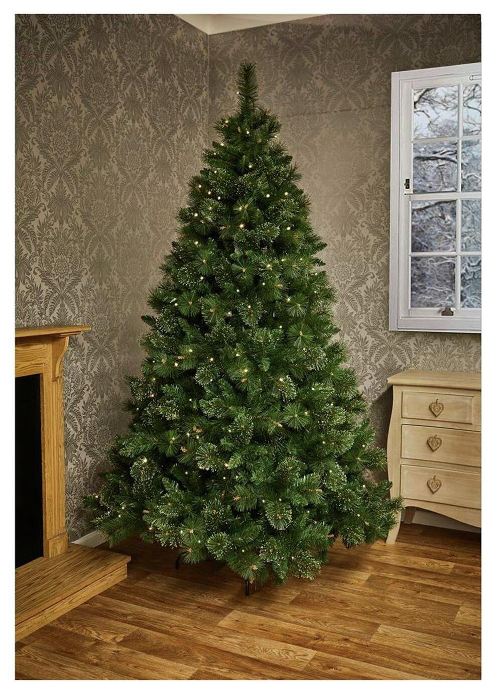 7ft Ridgemere Pre-Lit Pine Dew Drop Tip Christmas Tree