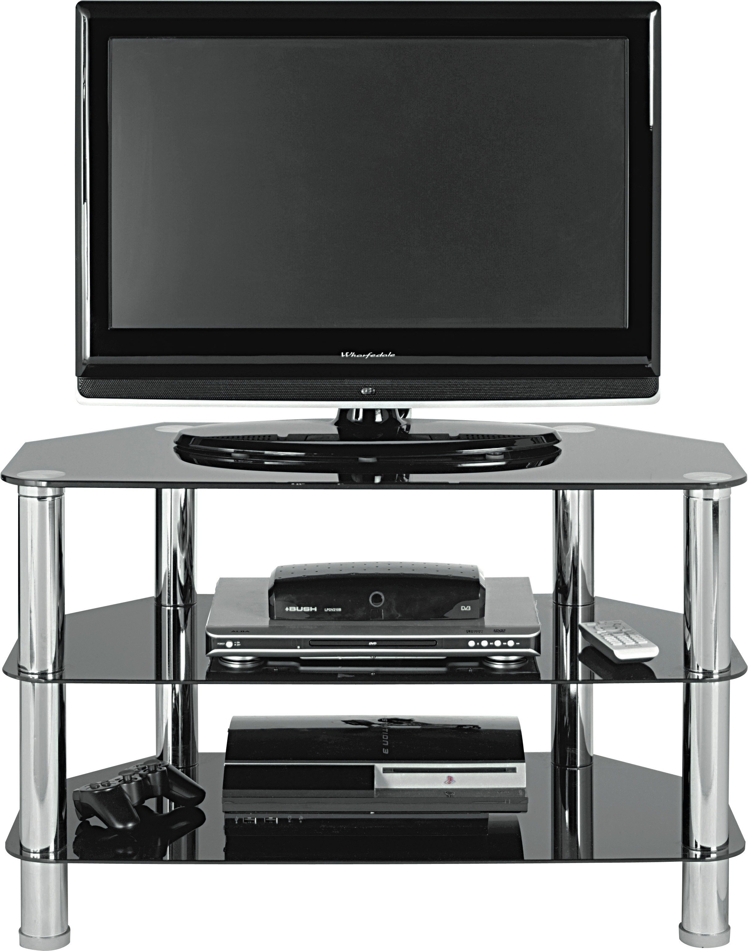 Argos Home Matrix Glass Corner Tv Unit Black And Chrome 6090698