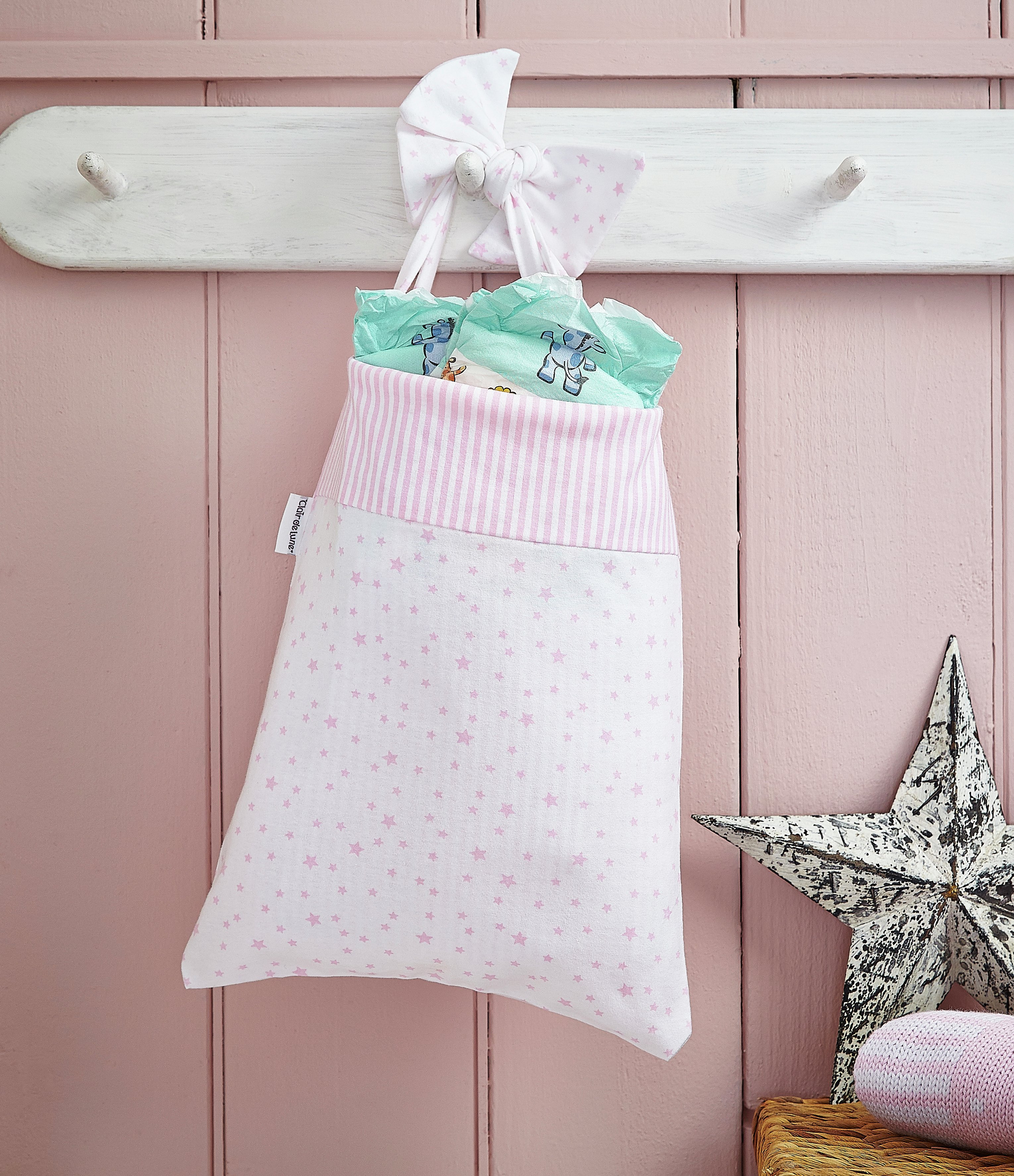 Clair De Lune Stars & Stripes Cot Pocket - Pink