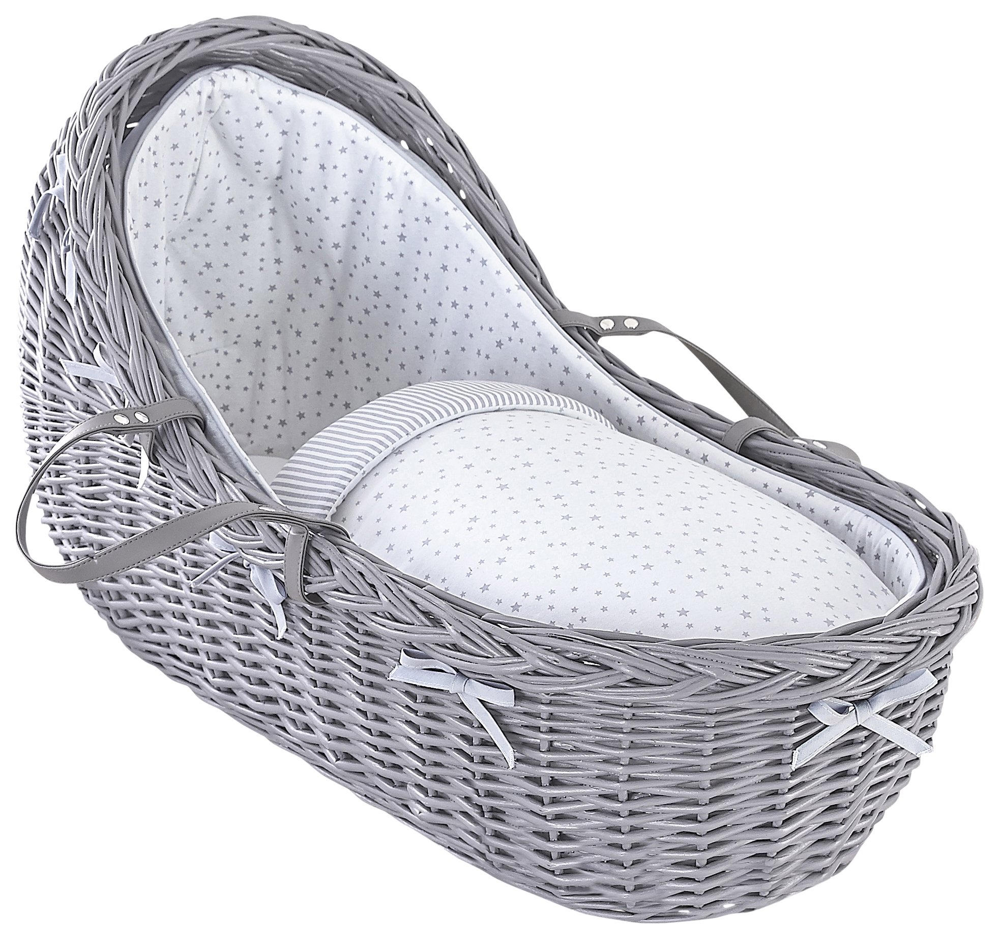 Clair De Lune Stars & Stripes Grey Willow Bassinet - Grey