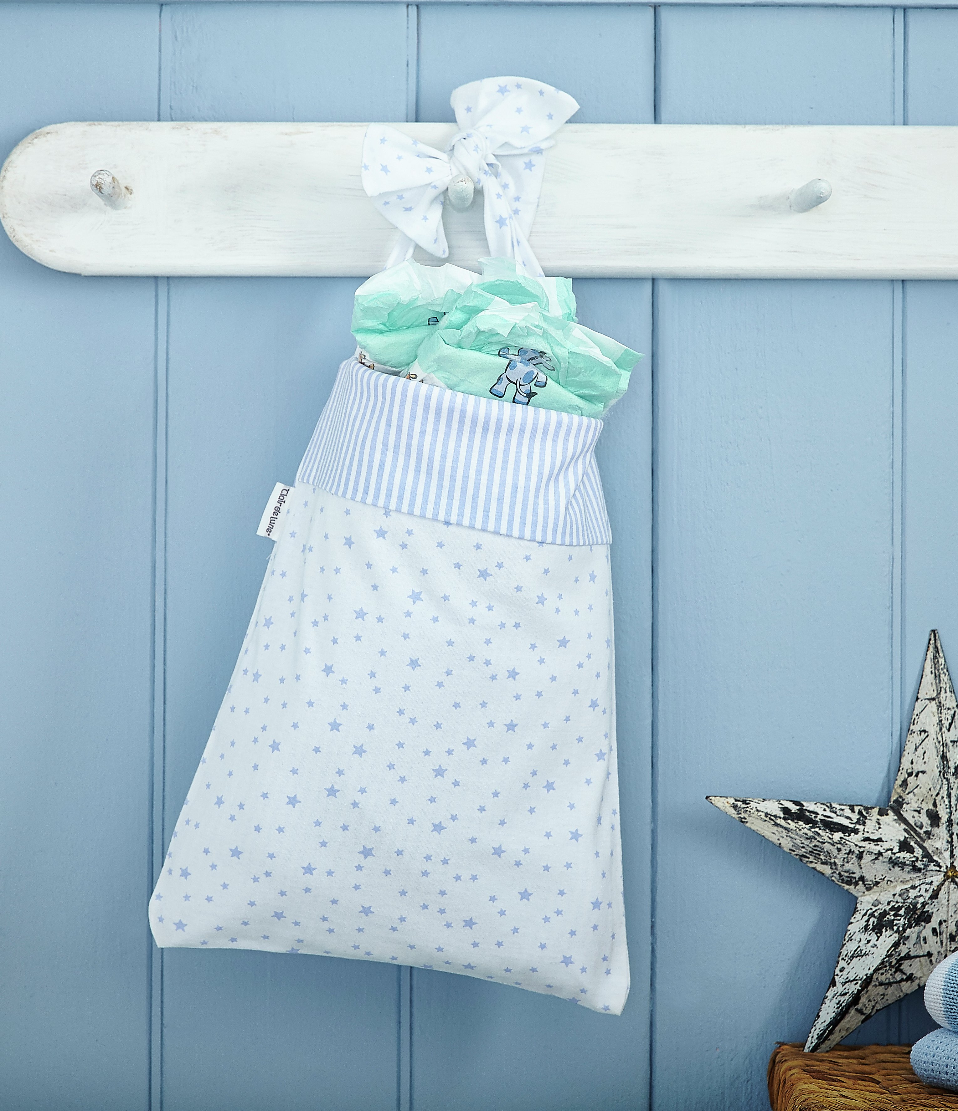 Clair De Lune Stars & Stripes Cot Pocket - Blue