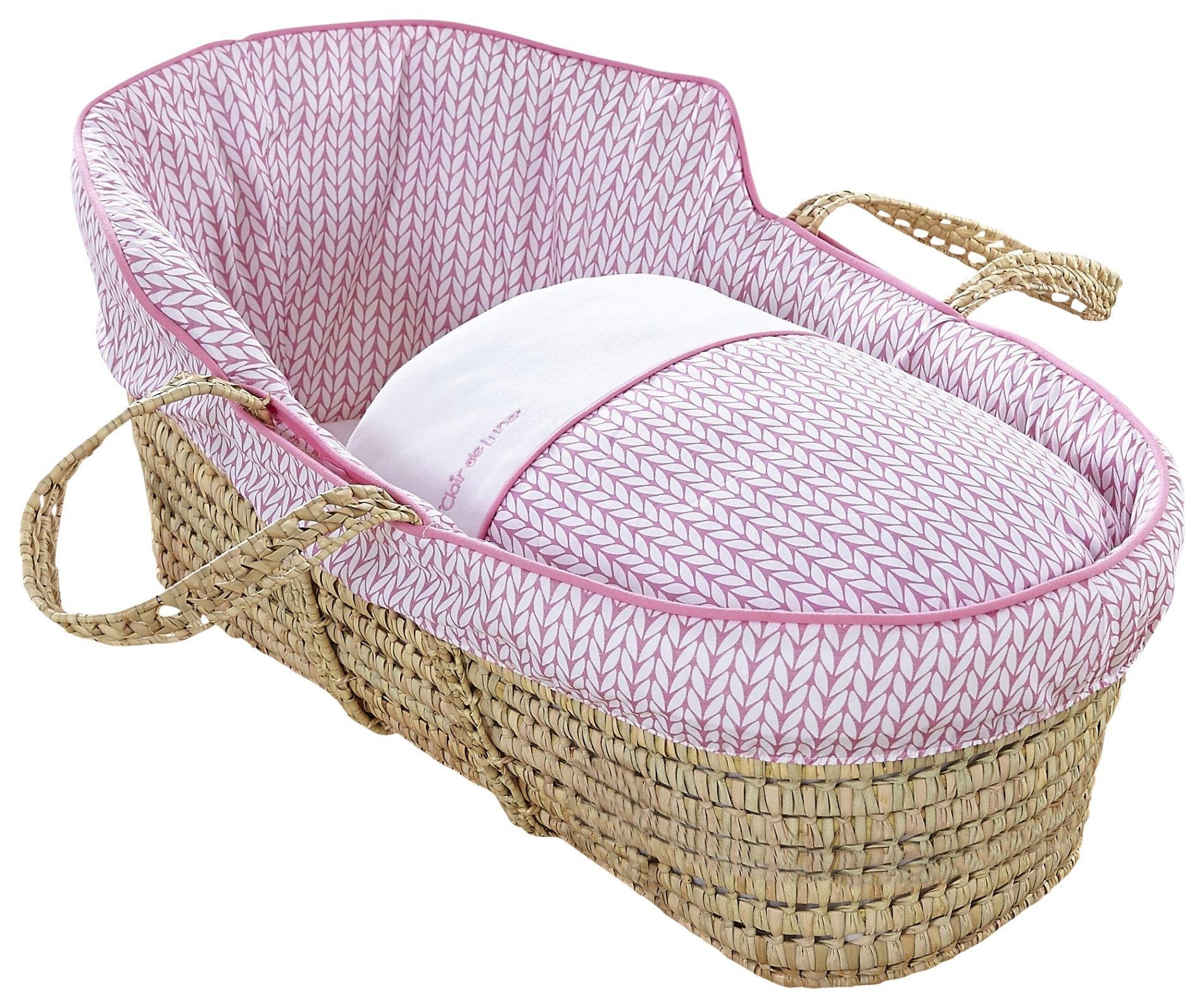 Clair de Lune Barley Bébé High Top Palm Moses Basket - Pink