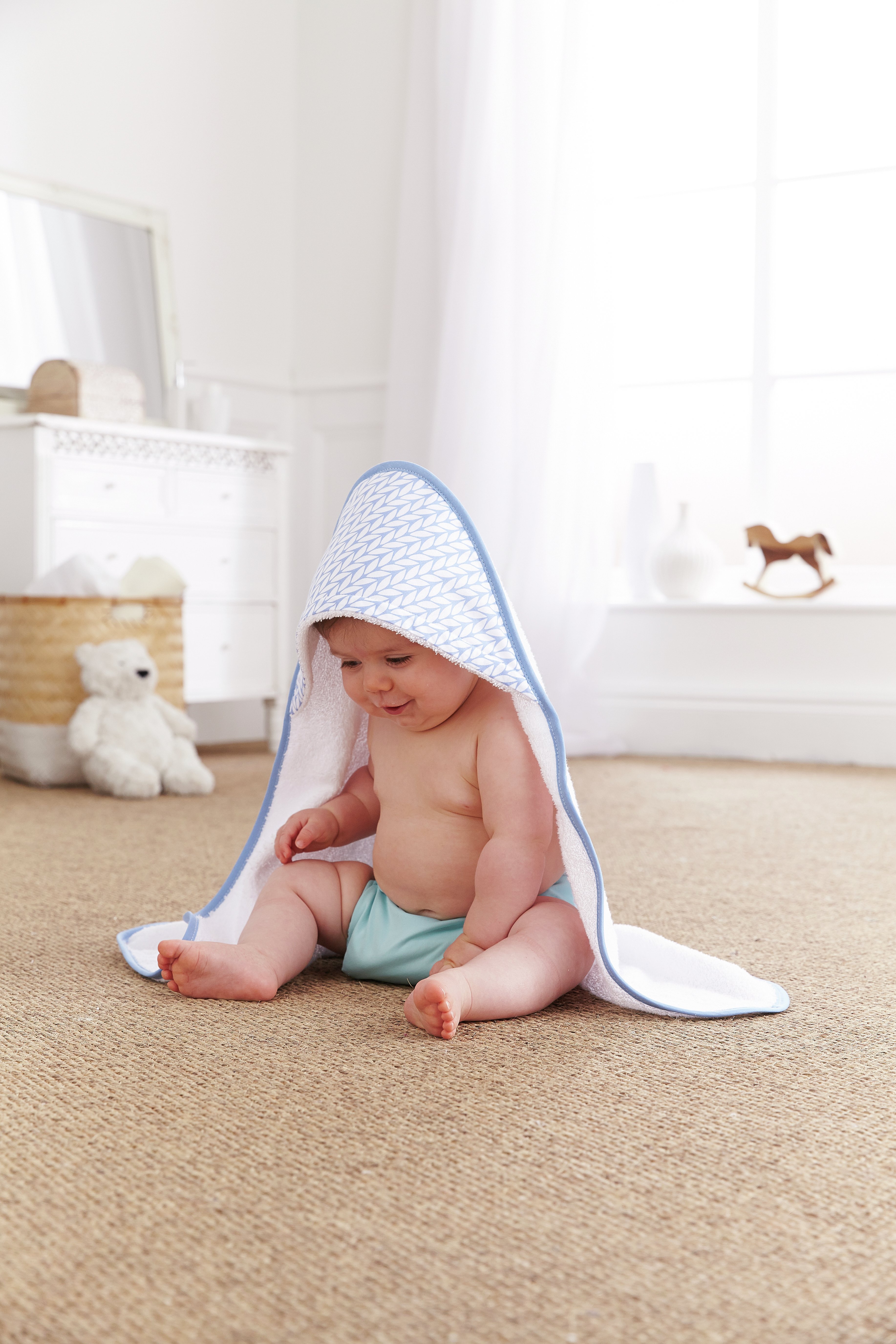 Clair De Lune Barley Bébé Hooded Baby Towel - Blue