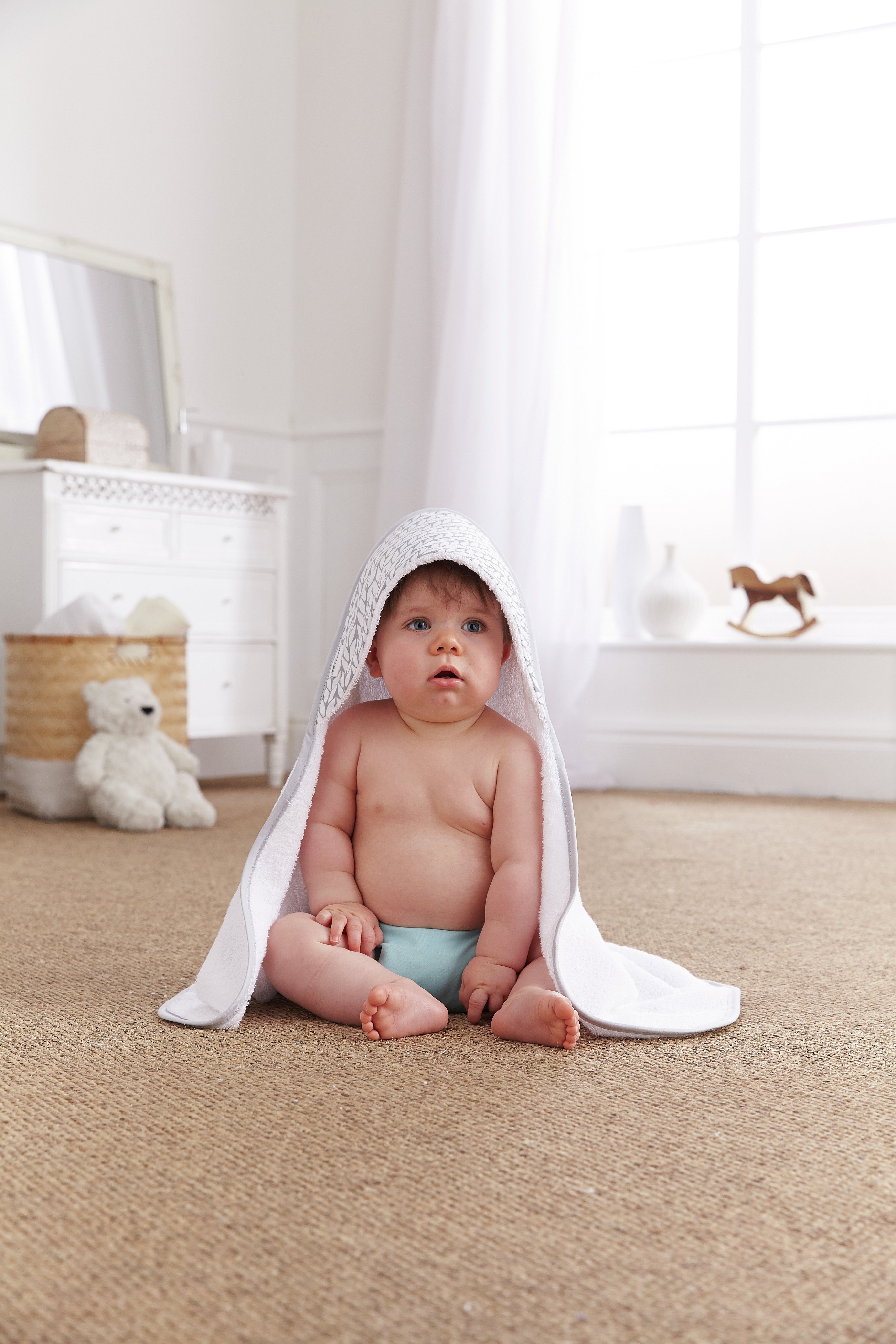 Clair De Lune Barley Bébé Hooded Baby Towel - Grey