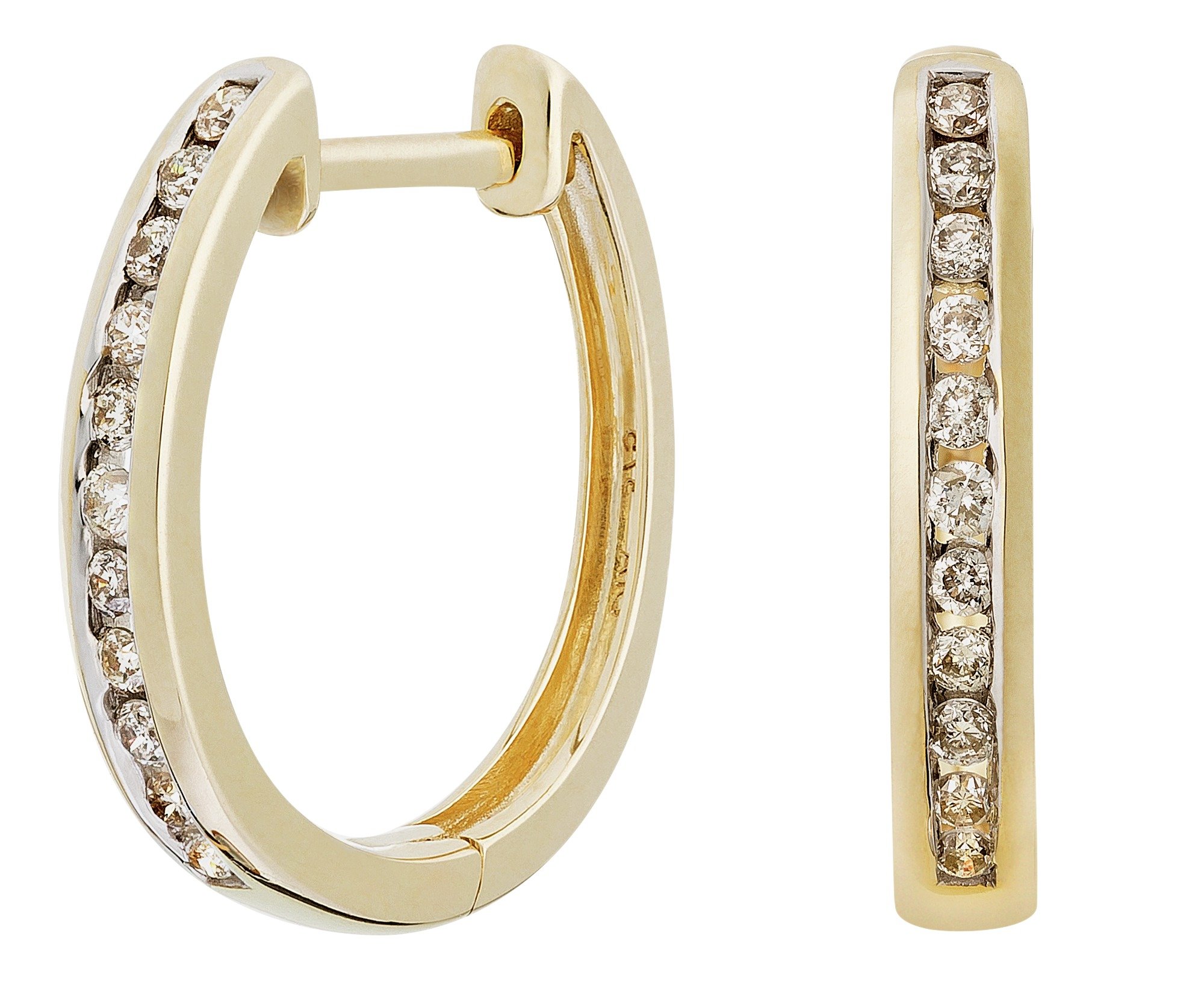 Revere 9ct Gold 0.15ct tw Diamond Huggie Hoop Earrings (7059920 ...