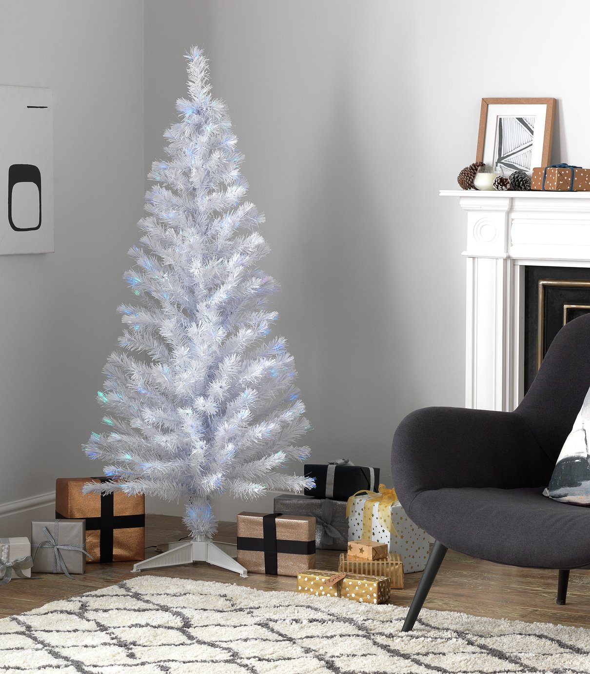 Argos Home 5ft Fibre Optic Christmas Tree - White