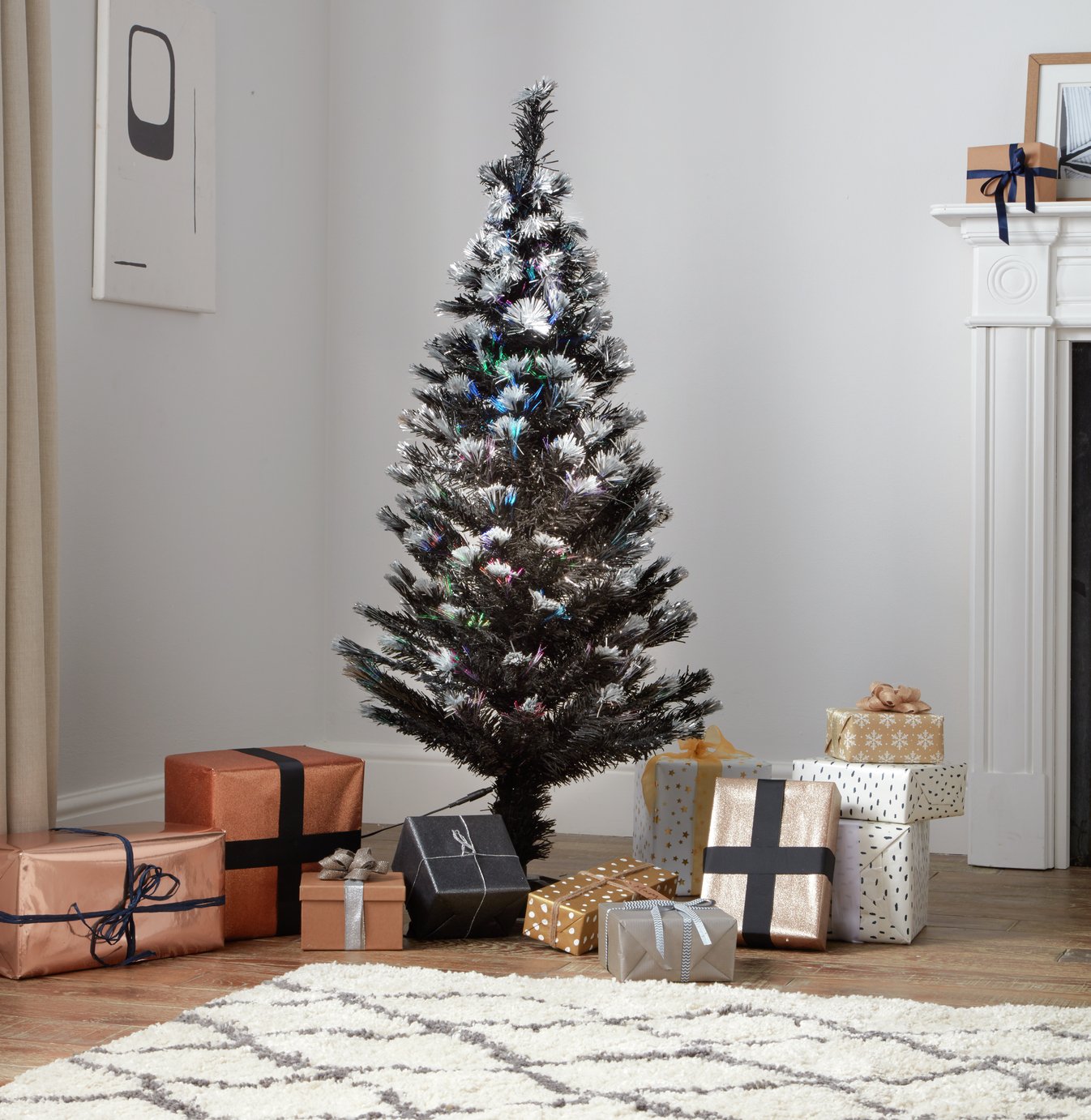 Argos Home 4ft Fibre Optic Christmas Tree - Black