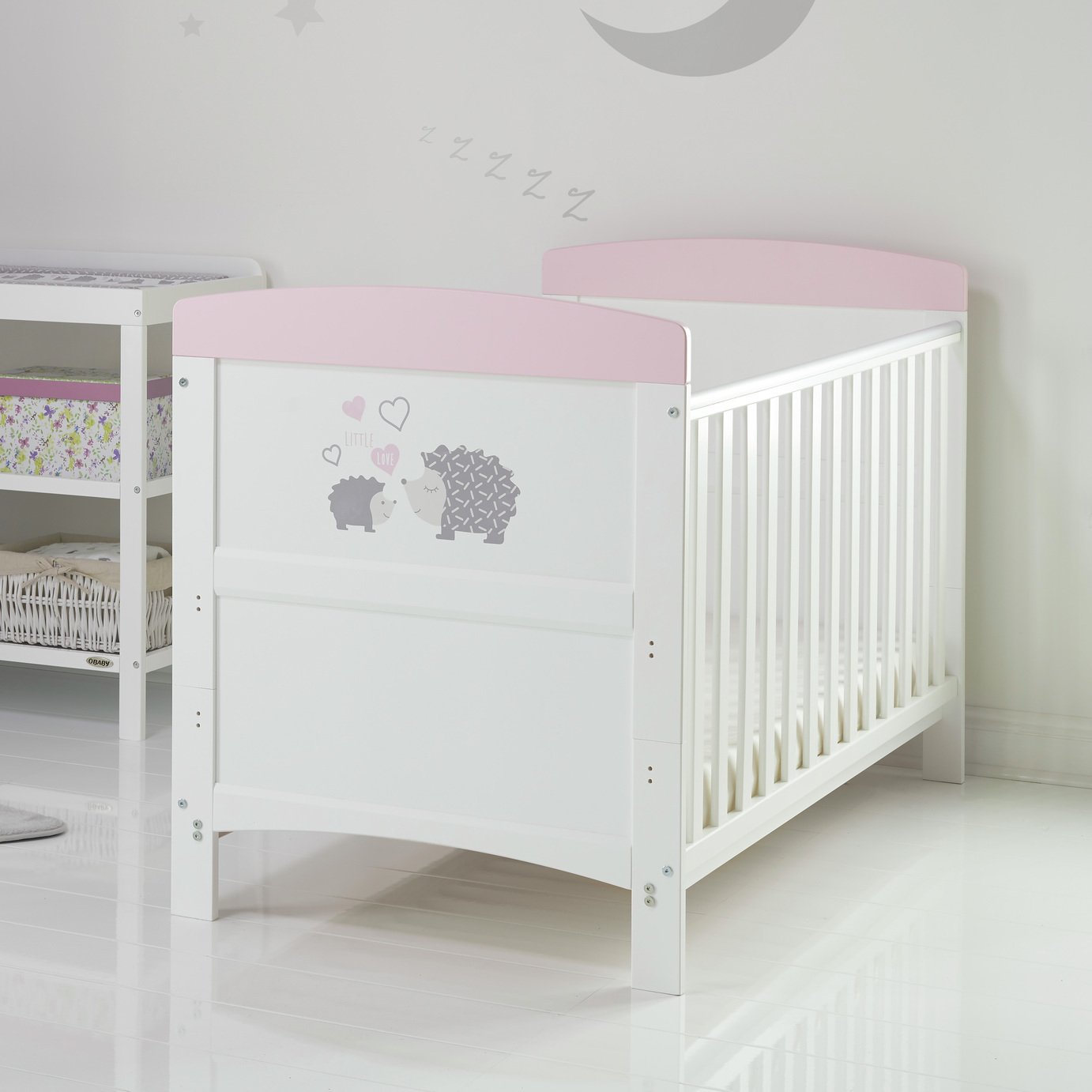 Obaby Hedgehog Baby Cot Bed with Mattress - Pink