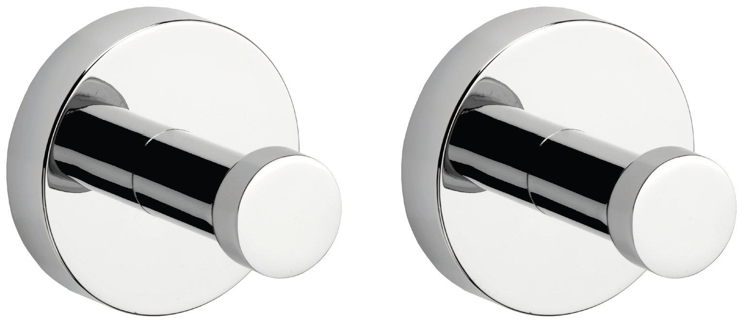 Croydex Epsom Set of 2 Chrome Flexi Fit Robe Hooks