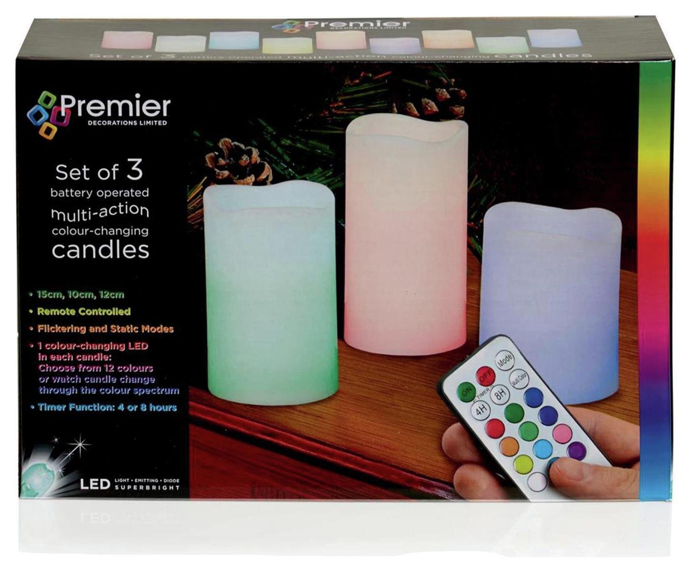 Premier Decorations - Set of 3 Flameless LED Indoor Candles