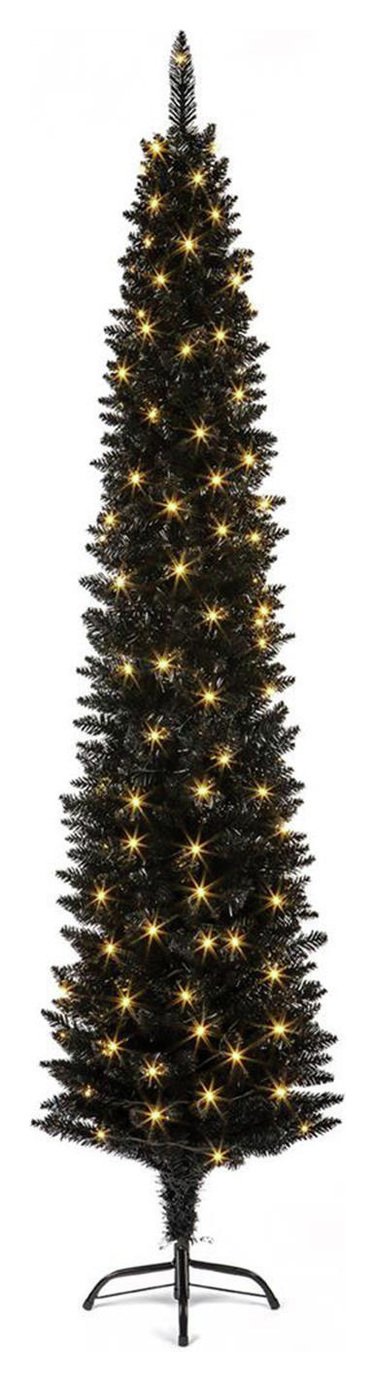 Premier Decorations - 65ft LED Pre-lit Pencil Tree - Black