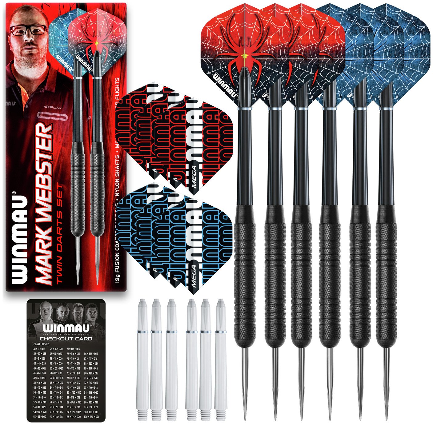 Winmau Mark Webster 19g Steel Pack of 2 Darts Sets