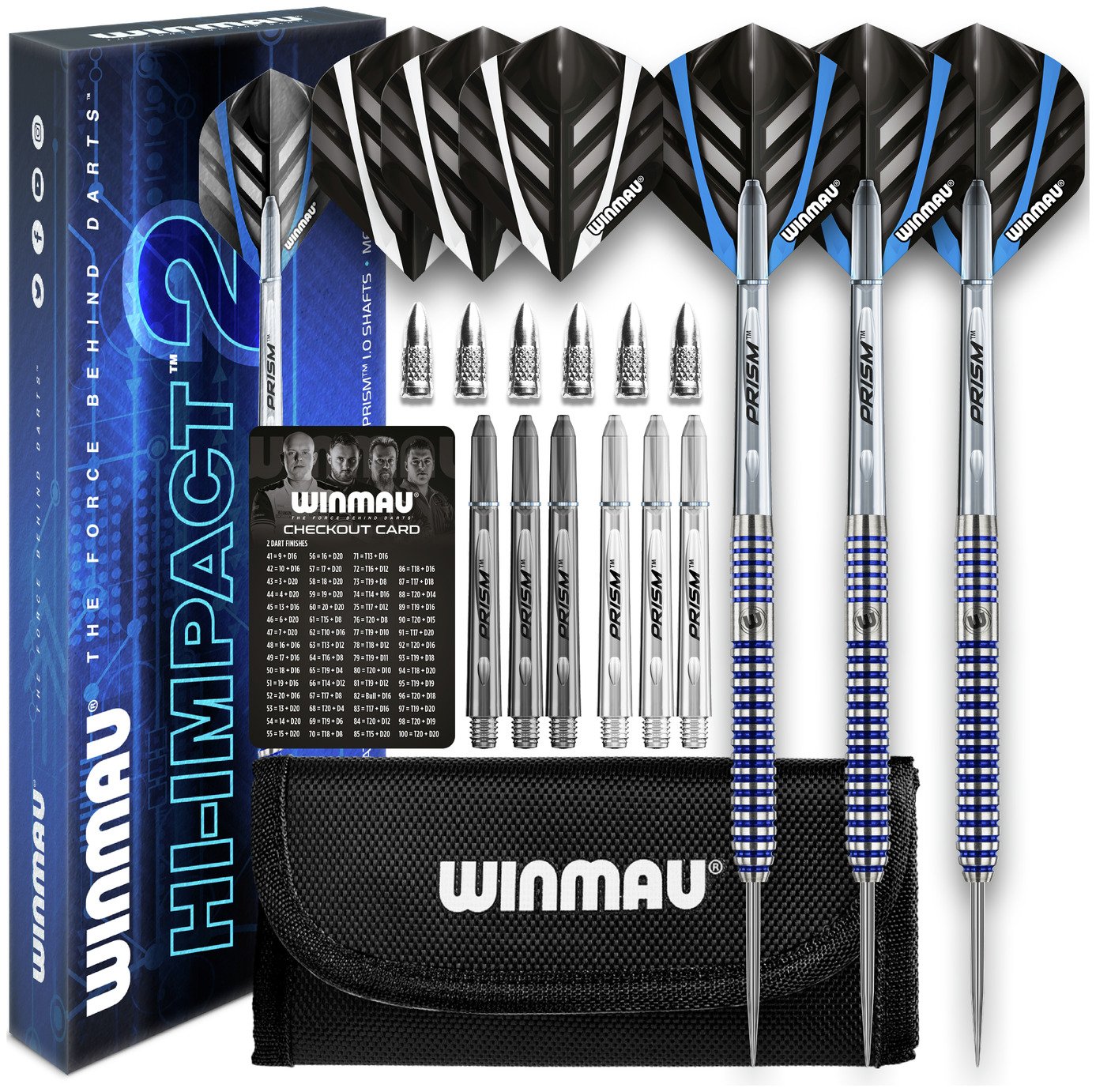 Winmau Hi-Impact 2 24g 95% Tungsten Darts Set and Case