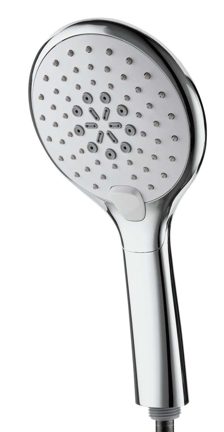 Argos Home 3 Function Push Button Chrome Shower Head - White