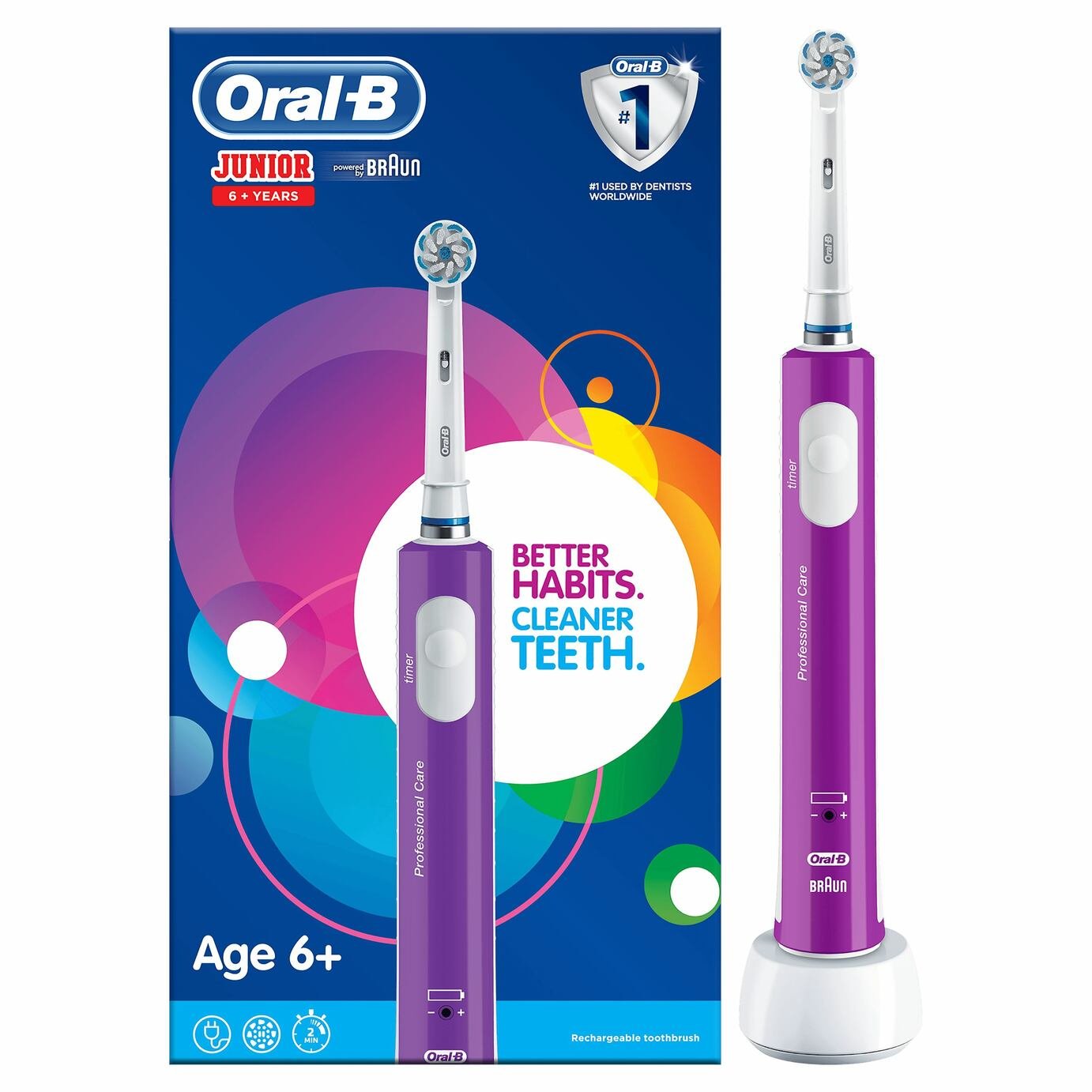 OralB Kids Junior Purple Electric Toothbrush for Age 6+ (8045878) Argos Price Tracker