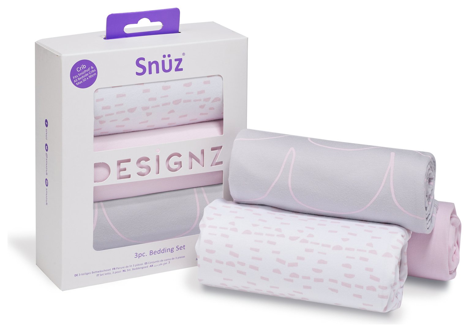 Snuz 3 Piece Crib Bedding Set - Rose