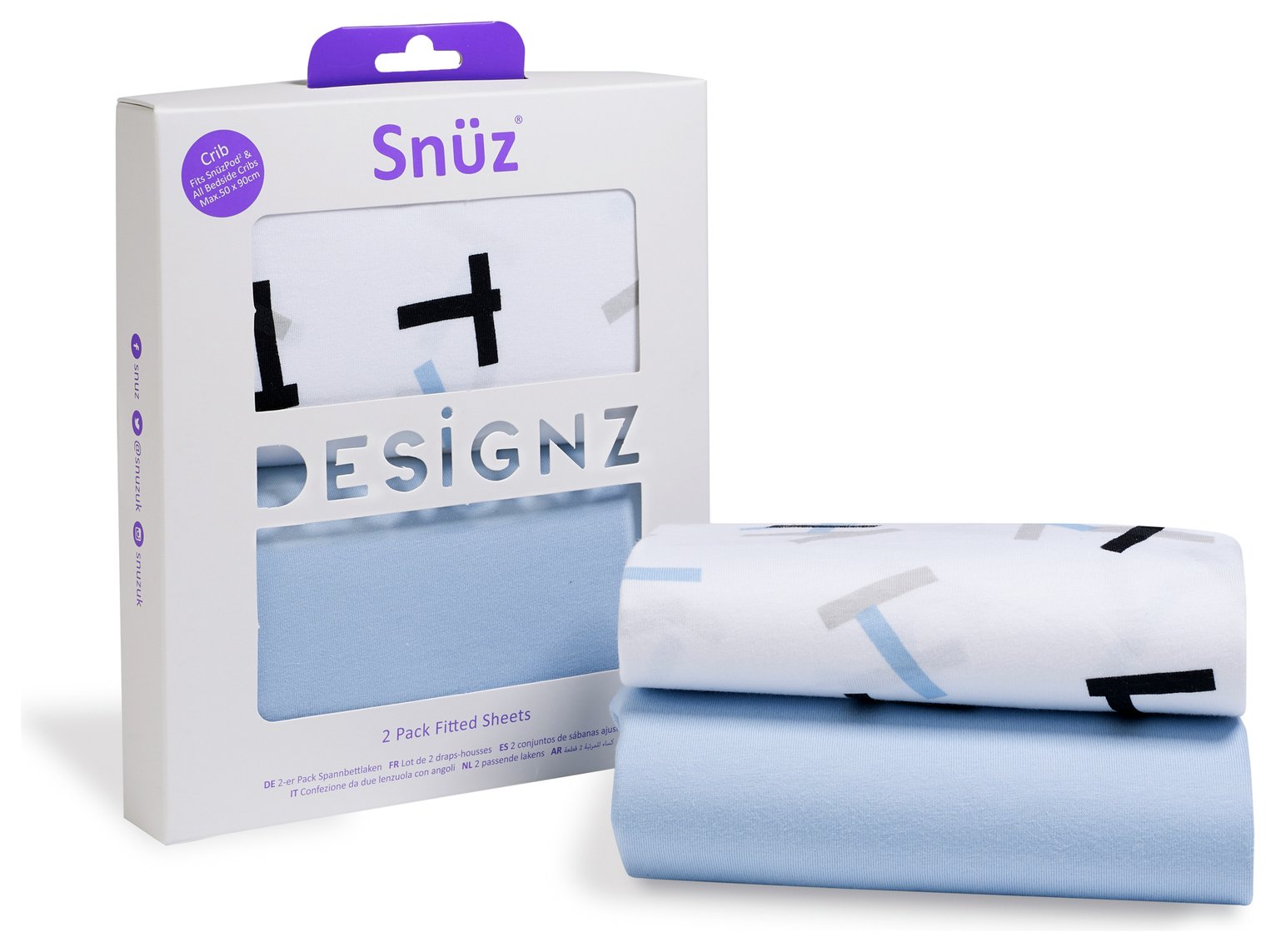 Snuz Fitted Crib Sheet 2 Pack - Breeze
