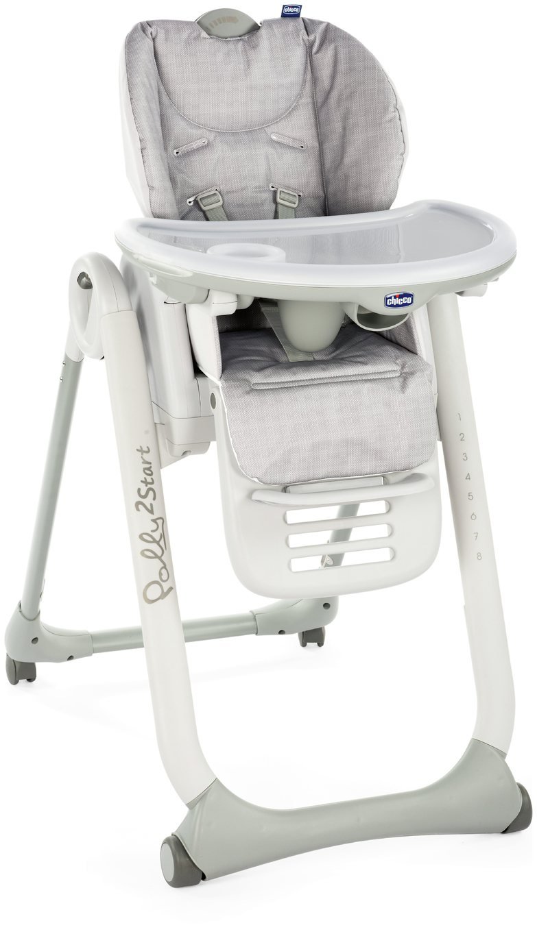 Chicco Polly 2 Start 4 Wheel Highchair - Happy Silver