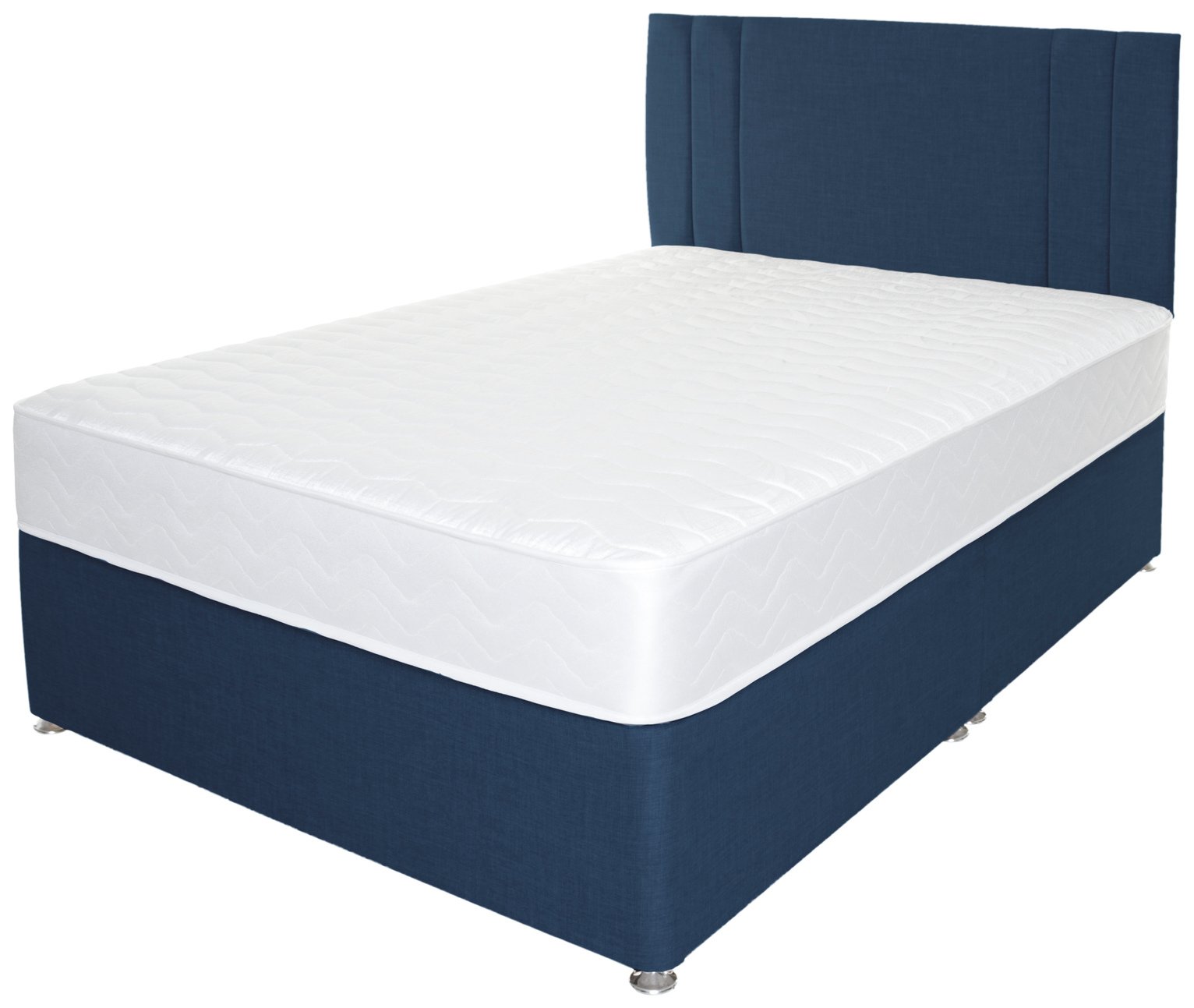 Airpsrung Henlow 1200 Memory Divan Bed and Headboard - Blue at Argos
