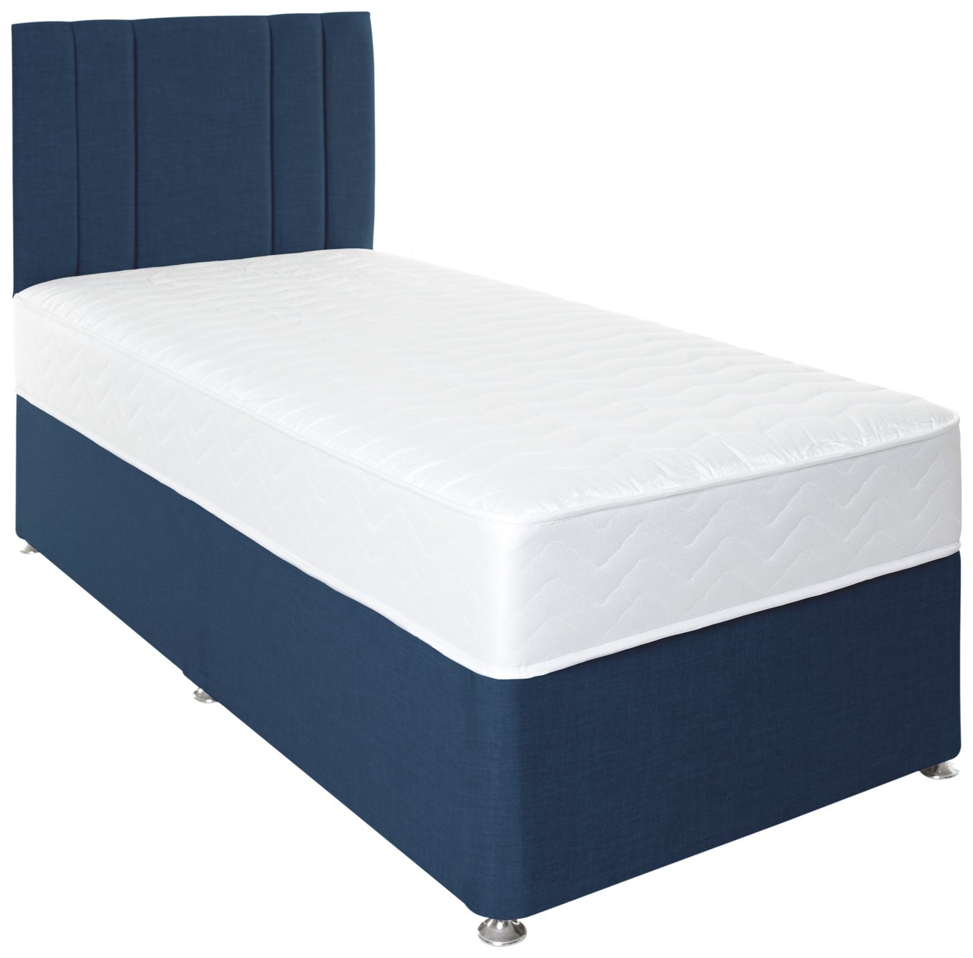 Airpsrung Henlow 1200 Memory Divan Bed and Headboard - Blue at Argos