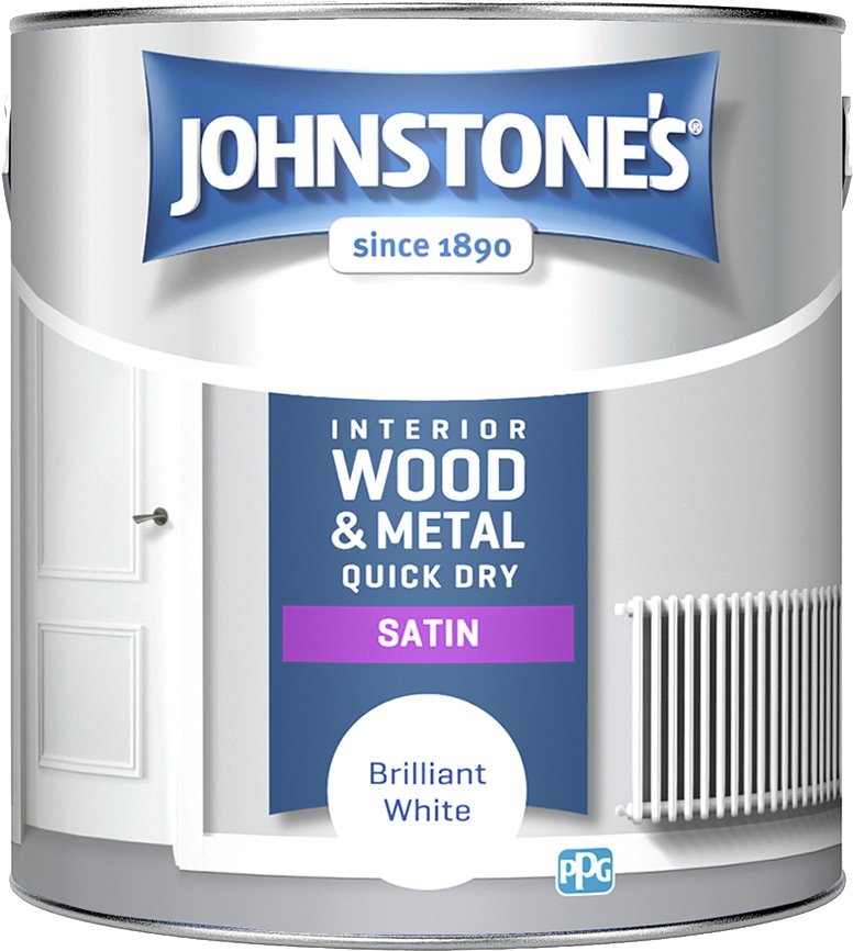 Johnstones Paint One Coat Quick Dry Satin White 2.5l
