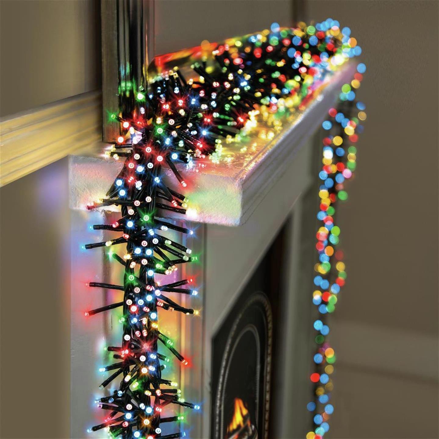 480 Led (6.2m) Premier Cluster Christmas Tree Lights With Timer - Multi Coloured