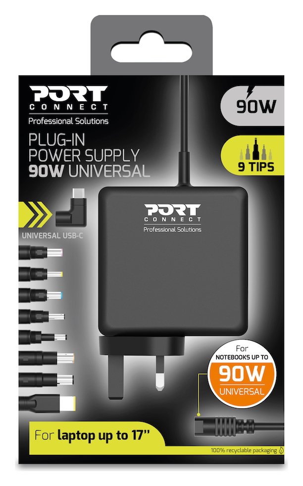 Port Connect Universal 90W Laptop Power Supply 