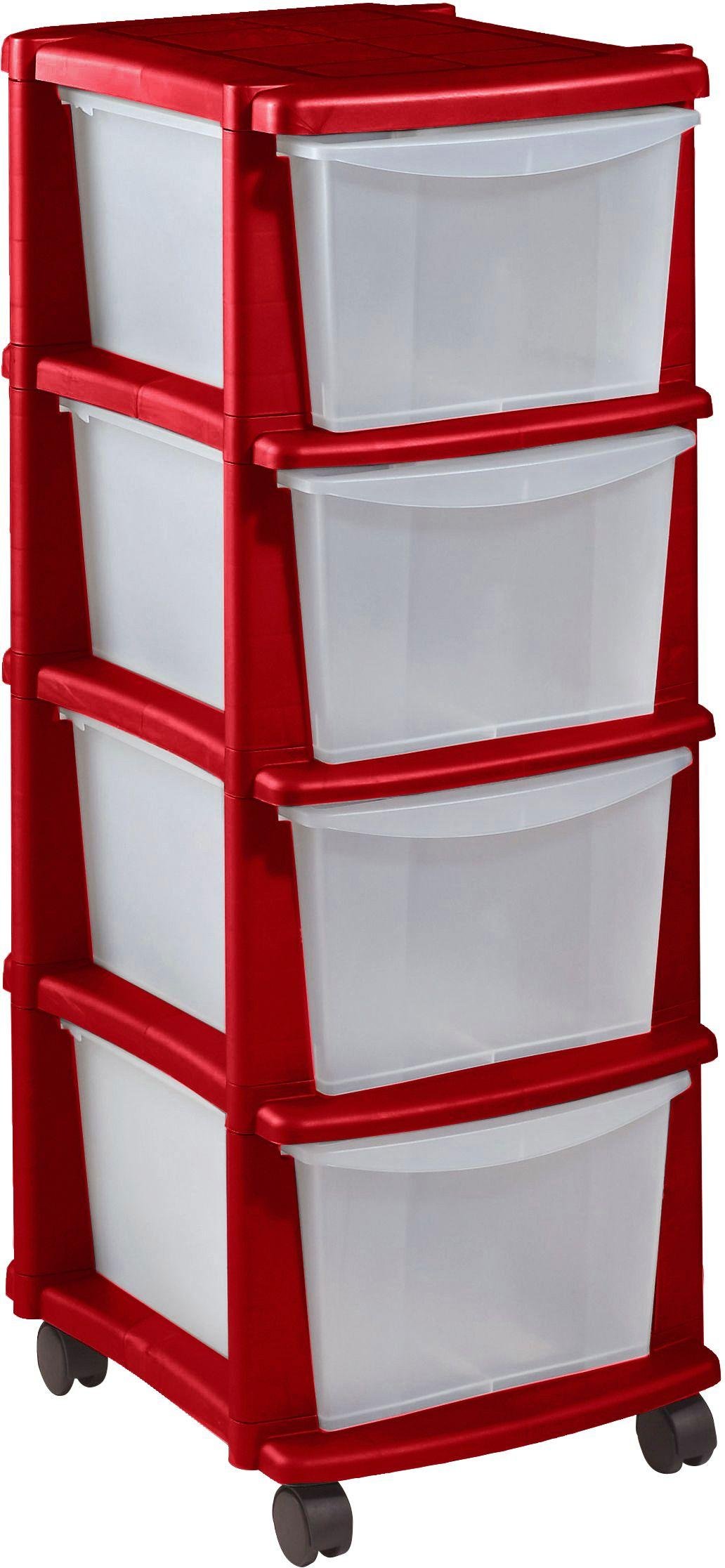 Argos Home 4 Drawer Red Plastic Tower Storage Unit 9143786